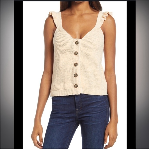 Madewell Ruffle Strap Button Front Sweater Tank Small - Picture 11 of 12